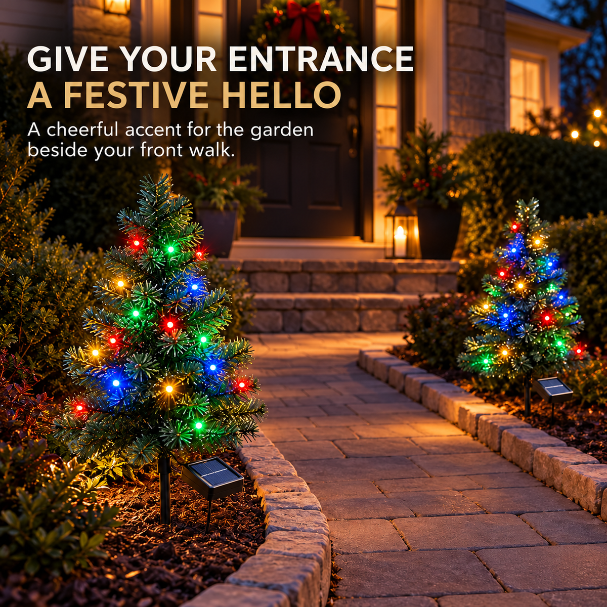🎄 Solar Christmas Tree Stake Lights – Multicolor Holiday Decor for Gardens & Pathways ✨