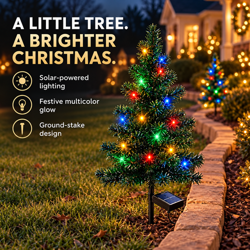 🎄 Solar Christmas Tree Stake Lights – Multicolor Holiday Decor for Gardens & Pathways ✨
