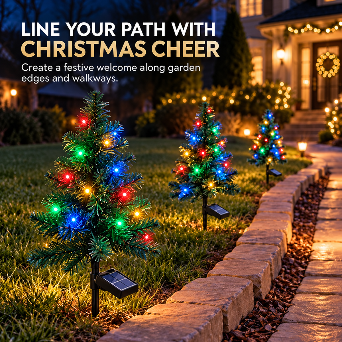 🎄 Solar Christmas Tree Stake Lights – Multicolor Holiday Decor for Gardens & Pathways ✨