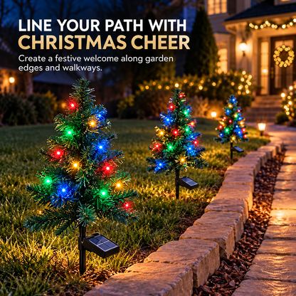🎄 Solar Christmas Tree Stake Lights – Multicolor Holiday Decor for Gardens & Pathways ✨