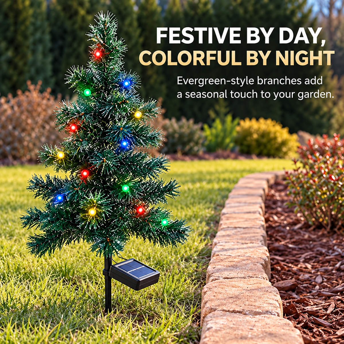 🎄 Solar Christmas Tree Stake Lights – Multicolor Holiday Decor for Gardens & Pathways ✨