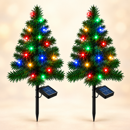 🎄 Solar Christmas Tree Stake Lights – Multicolor Holiday Decor for Gardens & Pathways ✨