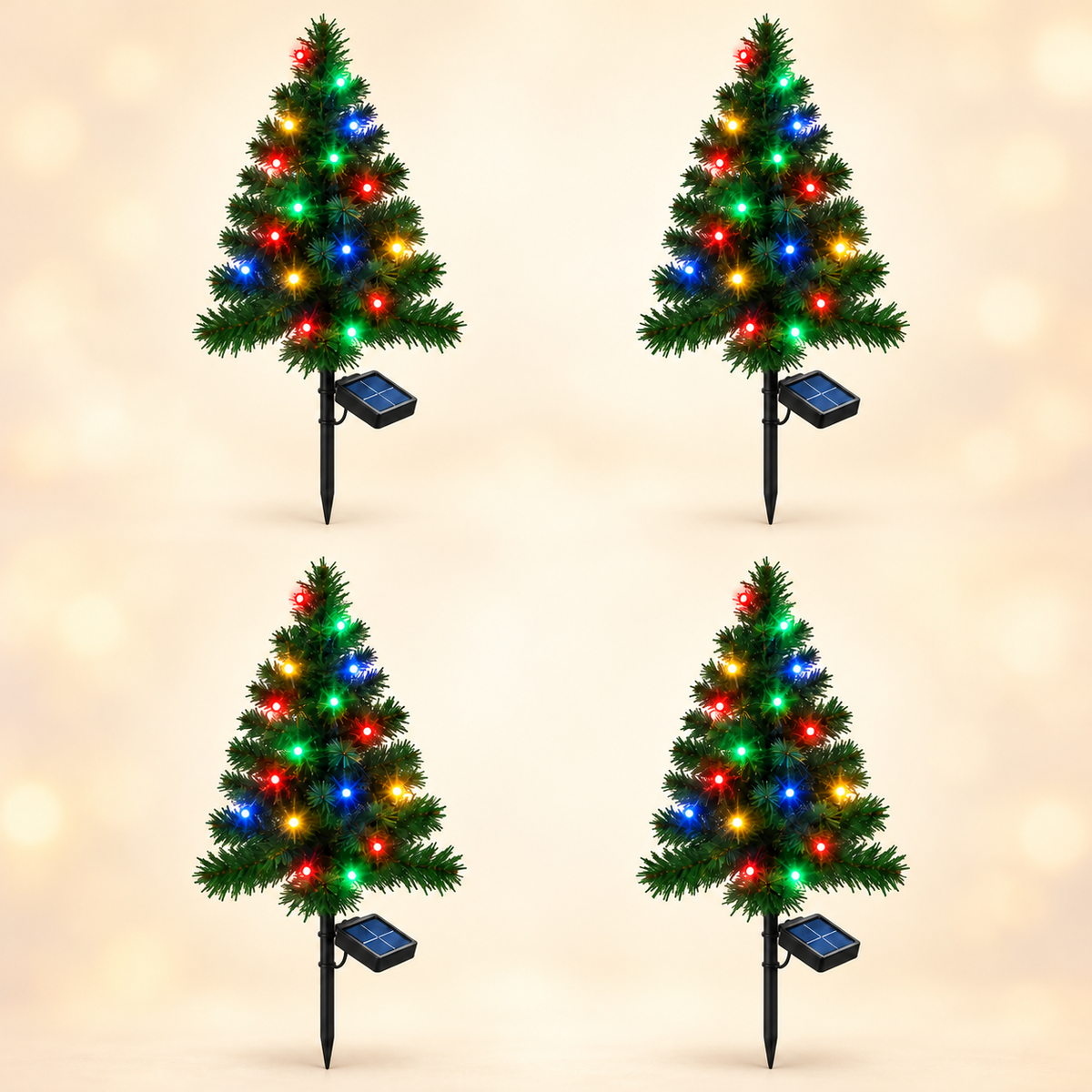 🎄 Solar Christmas Tree Stake Lights – Multicolor Holiday Decor for Gardens & Pathways ✨