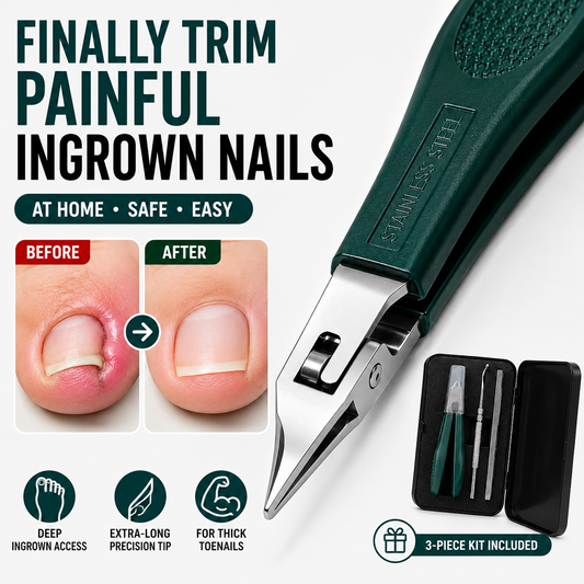 3Pcs Eagle Beak Slanted Nail Clipper Set, Long Handle Wide Jaw Anti-Splash Trimmer for Thick & Ingrown Nails