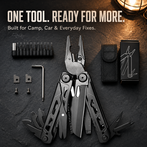 🔥LAST DAY 49% OFF🔥💪16-in-1 Multitool with Large Scissors | 🔧Compact Outdoor Tool for Camping & Repairs