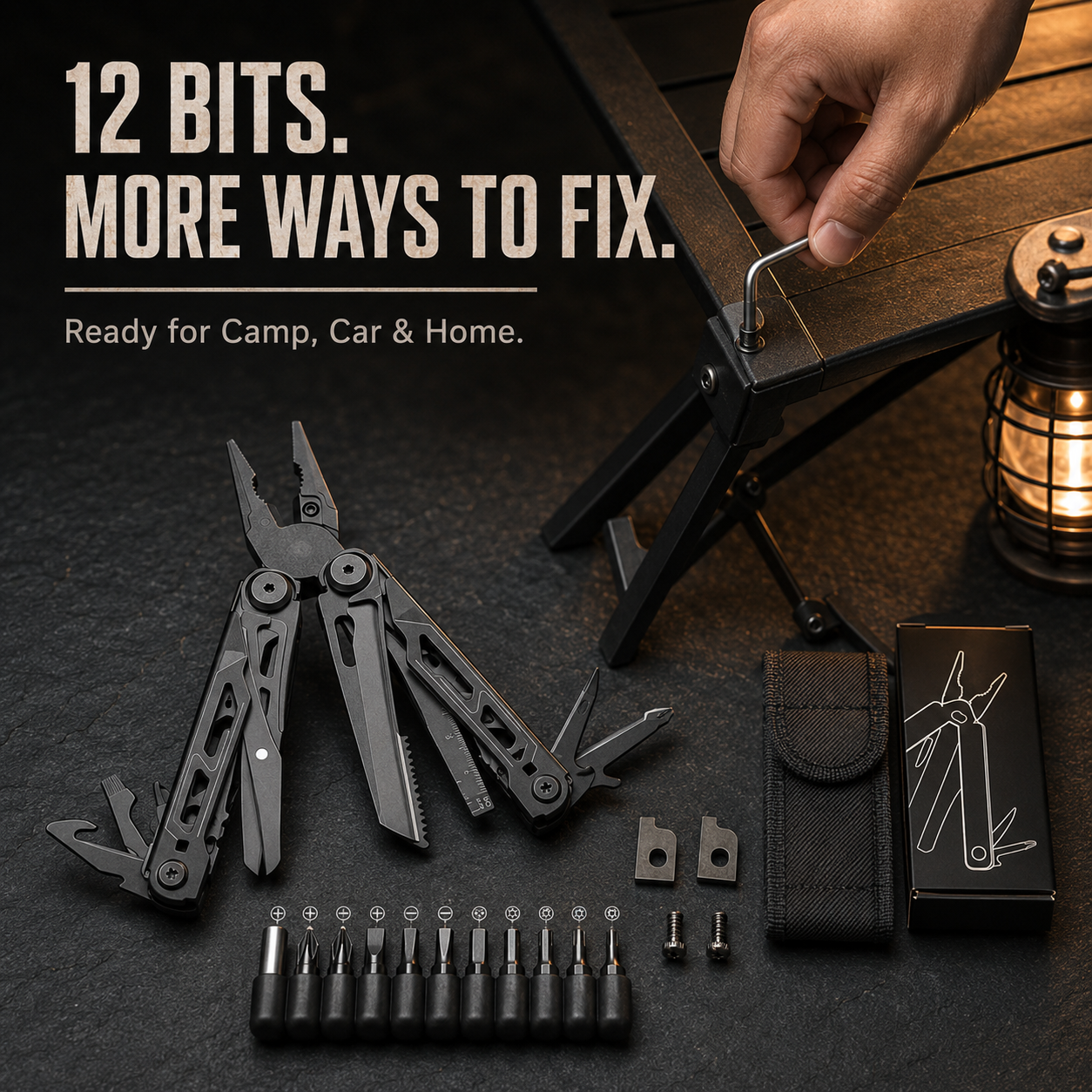 🔥LAST DAY 49% OFF🔥💪16-in-1 Multitool with Large Scissors | 🔧Compact Outdoor Tool for Camping & Repairs