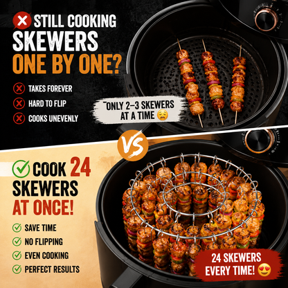 🔥 49% OFF Today | 2-Pack Air Fryer Kebab Rack – 304 Stainless Steel Skewer Grill Stand 🍢