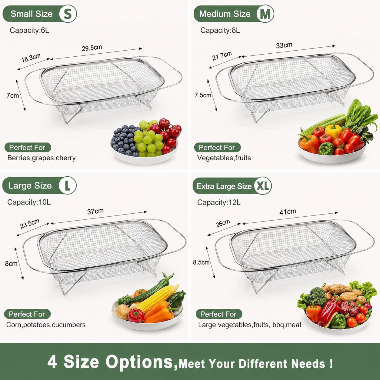 📢LAST DAY 49% OFF🔥🧺Expandable Over‑the‑Sink Stainless Steel Drain Basket 💦