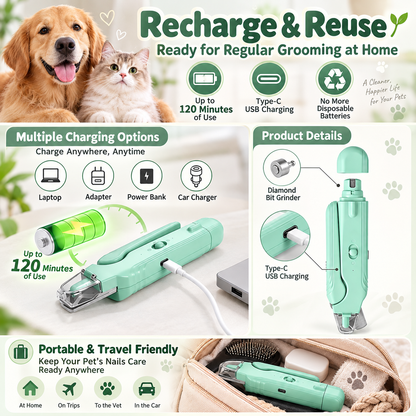 💥 LIMITED TIME 49% OFF 🐾 2-in-1 Pet Nail Clipper & Grinder ✨ LED Light, Low-Noise & Rechargeable