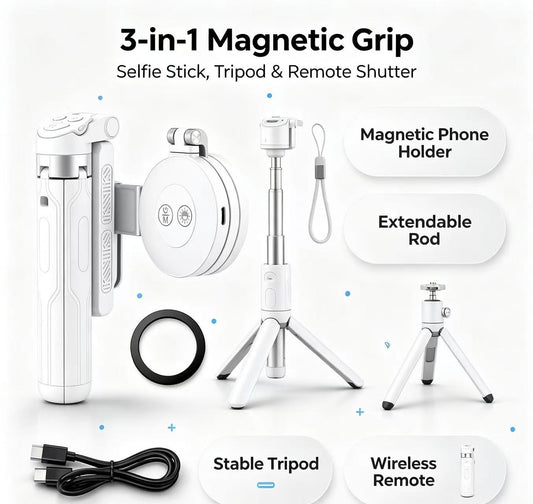 📸LAST DAY 49% OFF-Zoomable Magnetic Palm Grip | Selfie Stick & Tripod