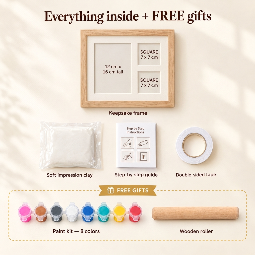 Baby & Pet Paw Print Keepsake Kit – Personalized Handprint & Photo Memory Frame