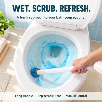 🚽 Toilet Cleaning Wand with Replaceable Heads – Attach, Scrub & Release for Easy Everyday Cleaning