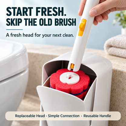 🚽 Toilet Cleaning Wand with Replaceable Heads – Attach, Scrub & Release for Easy Everyday Cleaning