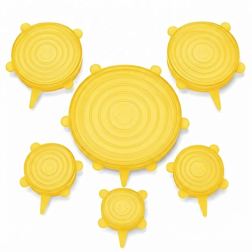 🥗 6-Pack Silicone Stretch Lids – Reusable♻️, BPA-Free & Leak-Proof Covers for Bowls, Pots, Cups & Fruits