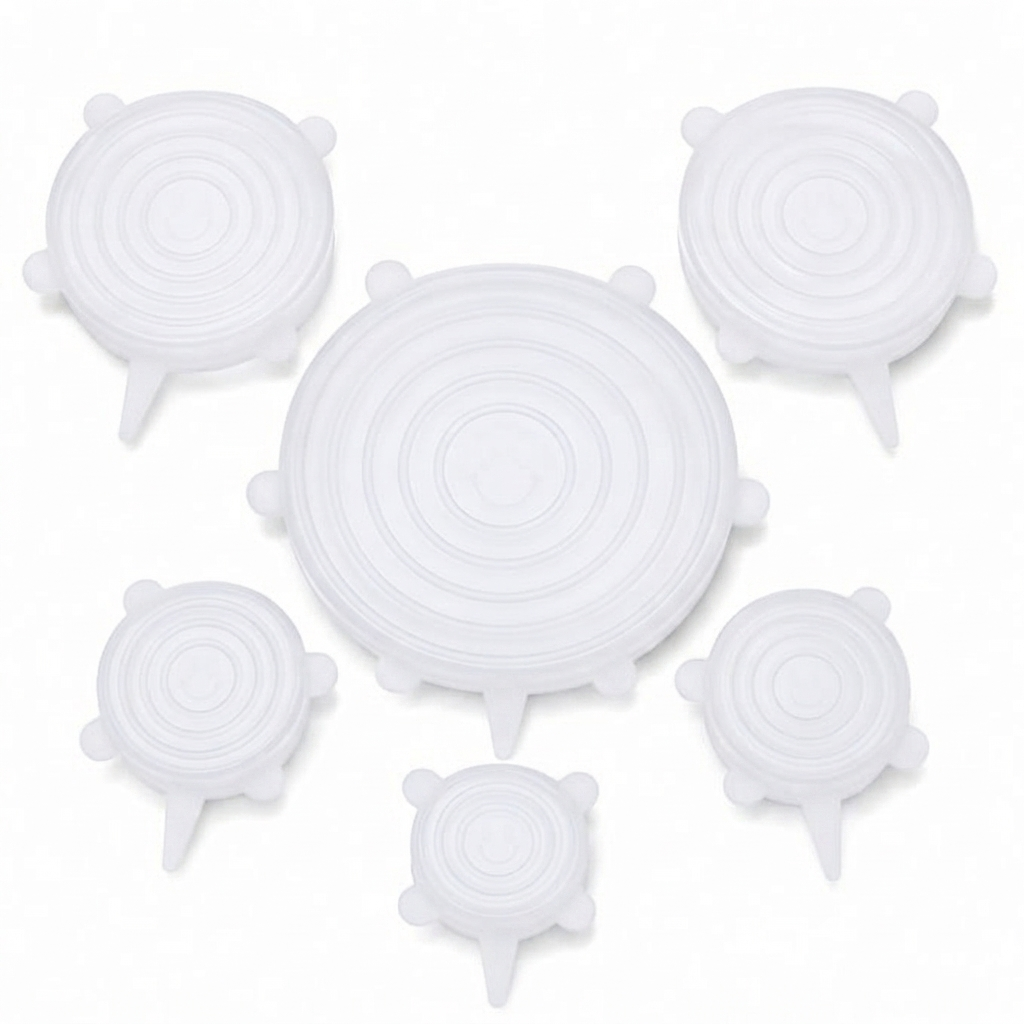 🥗 6-Pack Silicone Stretch Lids – Reusable♻️, BPA-Free & Leak-Proof Covers for Bowls, Pots, Cups & Fruits