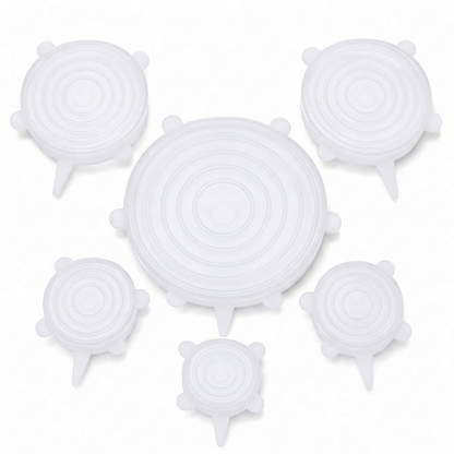 🥗 6-Pack Silicone Stretch Lids – Reusable♻️, BPA-Free & Leak-Proof Covers for Bowls, Pots, Cups & Fruits