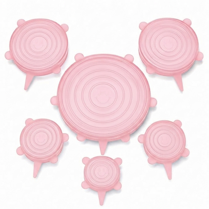 🥗 6-Pack Silicone Stretch Lids – Reusable♻️, BPA-Free & Leak-Proof Covers for Bowls, Pots, Cups & Fruits