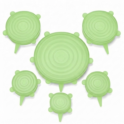 🥗 6-Pack Silicone Stretch Lids – Reusable♻️, BPA-Free & Leak-Proof Covers for Bowls, Pots, Cups & Fruits