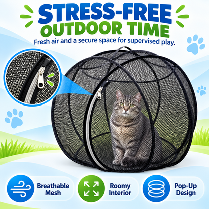 🐱 Pop Up Cat Playpen – Portable Outdoor Cat Enclosure with Breathable Mesh