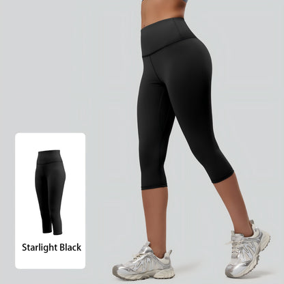 Womens Workout Capri Leggings 17" No Front Seam High Waisted Hidden Scrunch Gym Yoga Pants