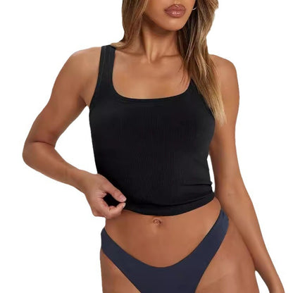 🔥Last day promotion🔥Women Rib Tank Top Padded Workout Crop Top
