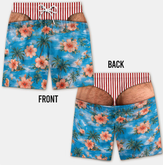 Funny Patriotic Men's Swim Trunks – Personalized "Warning: Wide Load" Beach Shorts