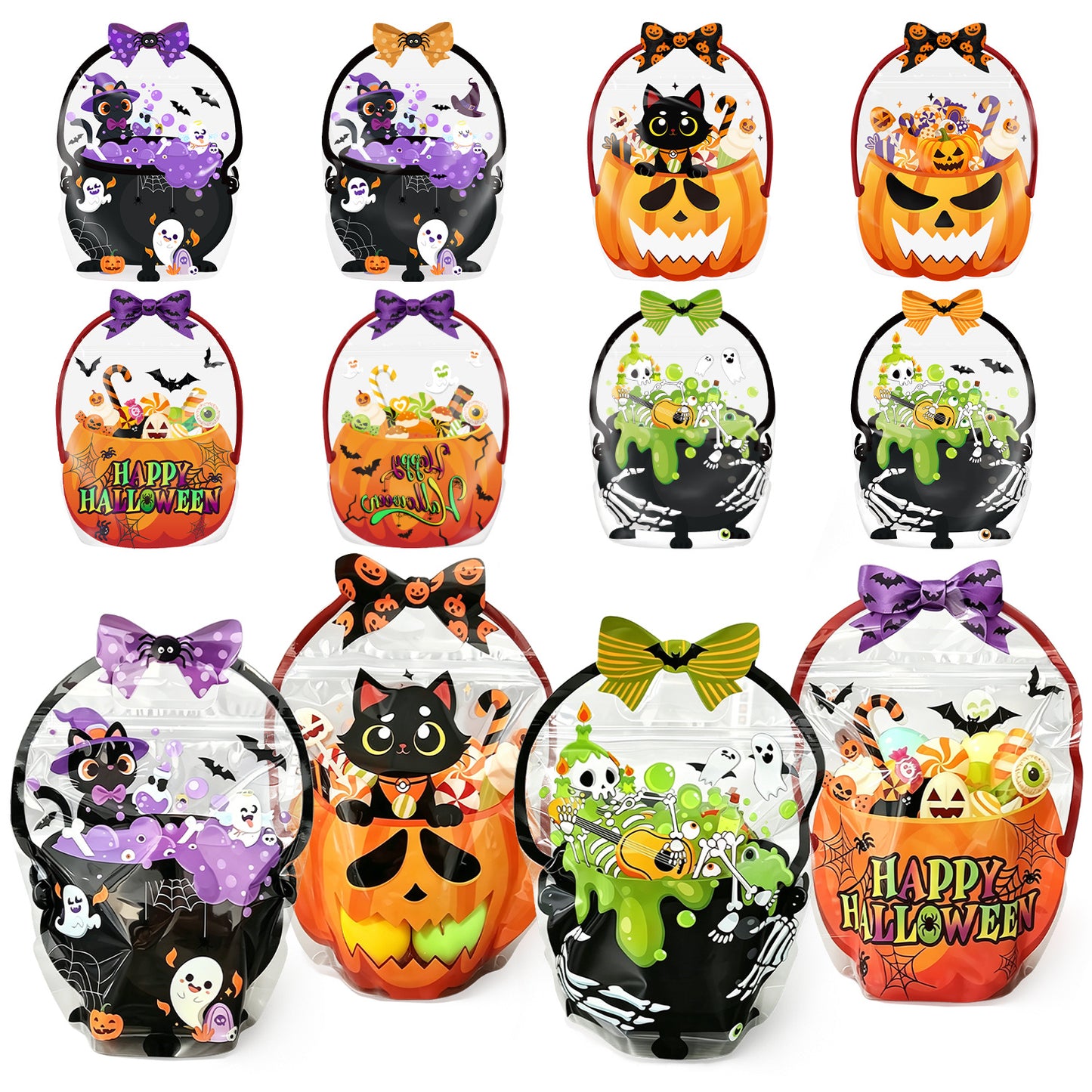 🔥Limited Time 49% OFF - Halloween Favor Bags Transparent Pumpkin Sealed Pouches🍬