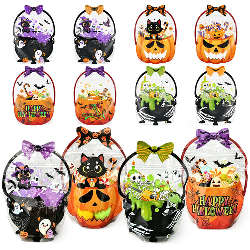 🔥Limited Time 49% OFF - Halloween Favor Bags Transparent Pumpkin Sealed Pouches🍬