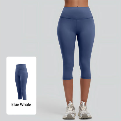 Womens Workout Capri Leggings 17" No Front Seam High Waisted Hidden Scrunch Gym Yoga Pants