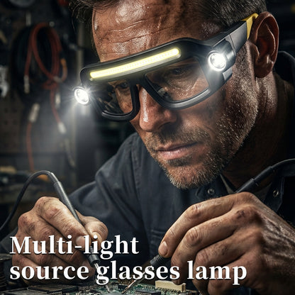 🔥 Limited-Time 49% OFF- LED Glasses Headlamp 👓💡Hand-Wave Sensor, 5 Modes, IPX4 Waterproof