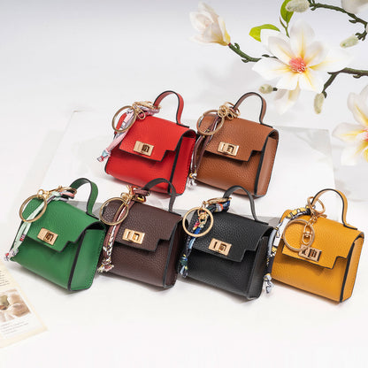 Hot Sales 🔥👜Mini Square Bag Pendant Keychain💕 - High Quality Leather with Colorful Strap