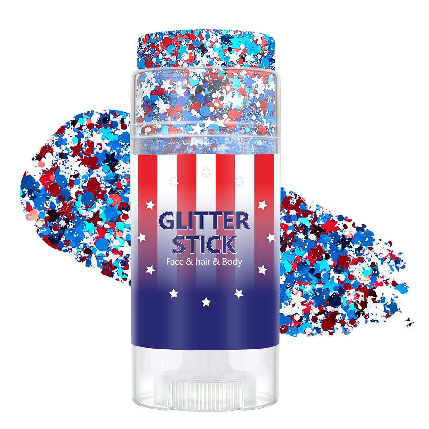 3-in-1 Patriotic Glow😍✨Red, White & Blue Glitter Body Stick