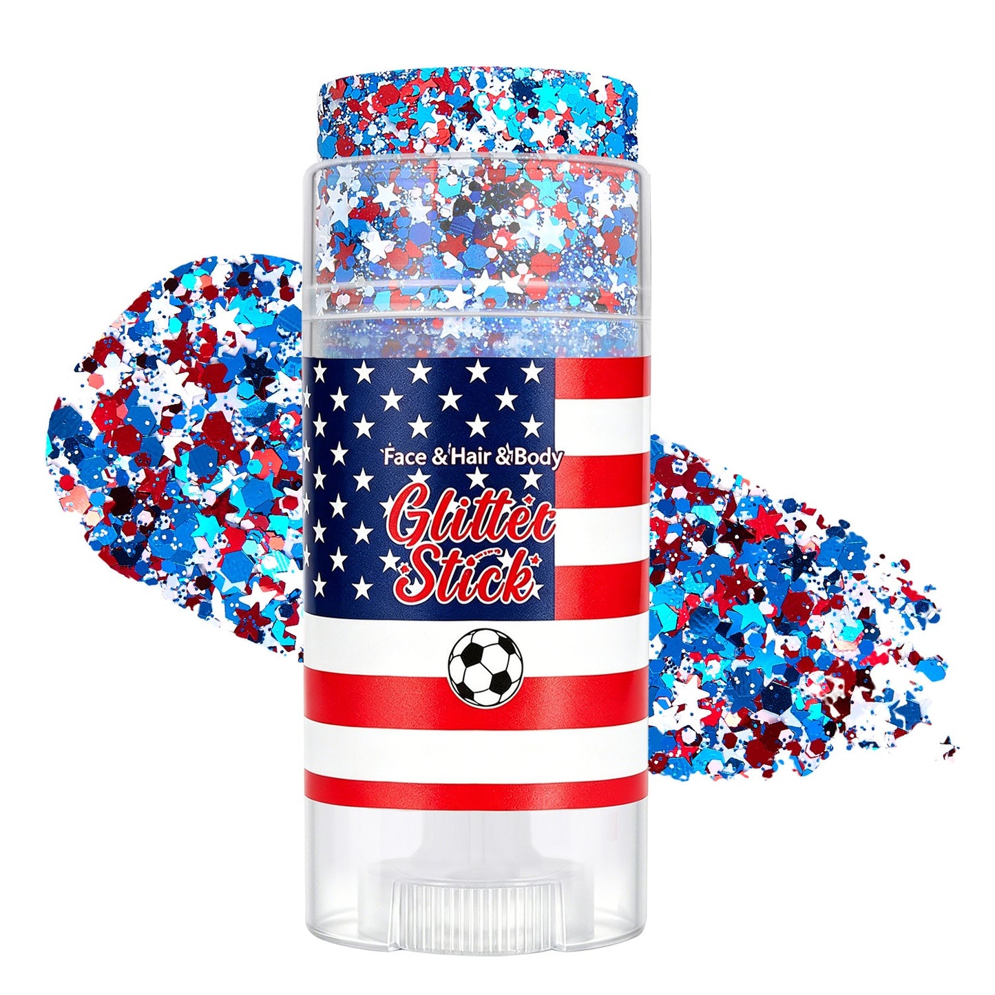 3-in-1 Patriotic Glow😍✨Red, White & Blue Glitter Body Stick