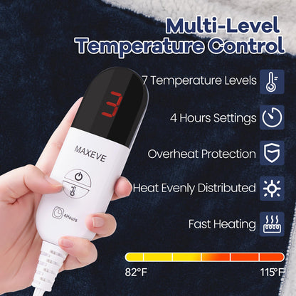 🛋️ Wearable Heated Blanket with Sleeves & Foot Pocket | Soft Sherpa Comfort