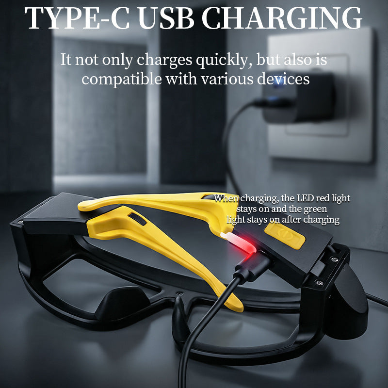 🔥 Limited-Time 49% OFF- LED Glasses Headlamp 👓💡Hand-Wave Sensor, 5 Modes, IPX4 Waterproof