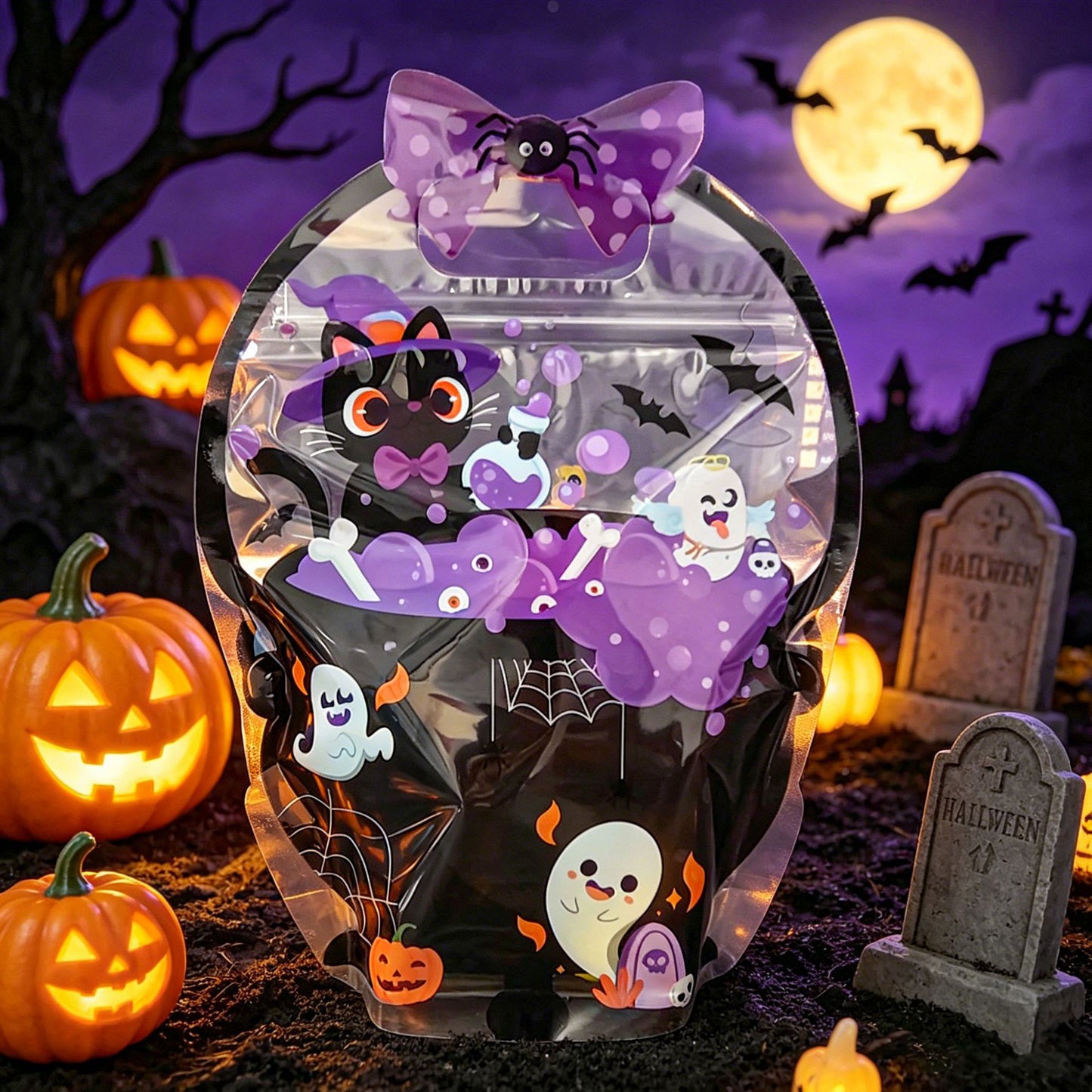 🔥Limited Time 49% OFF - Halloween Favor Bags Transparent Pumpkin Sealed Pouches🍬