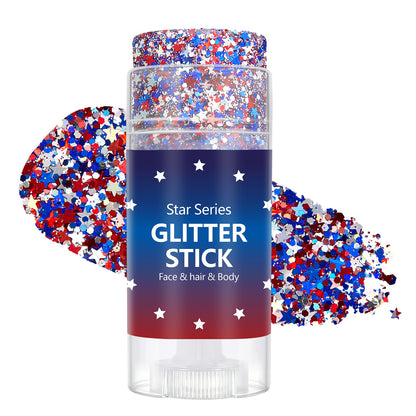 3-in-1 Patriotic Glow😍✨Red, White & Blue Glitter Body Stick