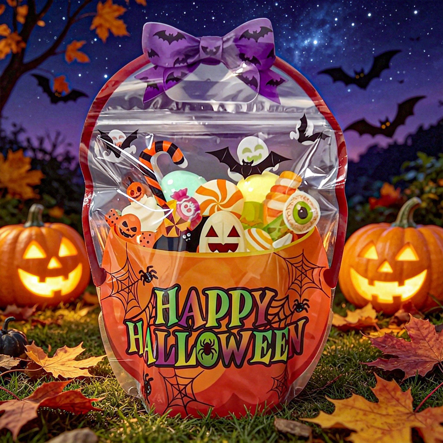 🔥Limited Time 49% OFF - Halloween Favor Bags Transparent Pumpkin Sealed Pouches🍬