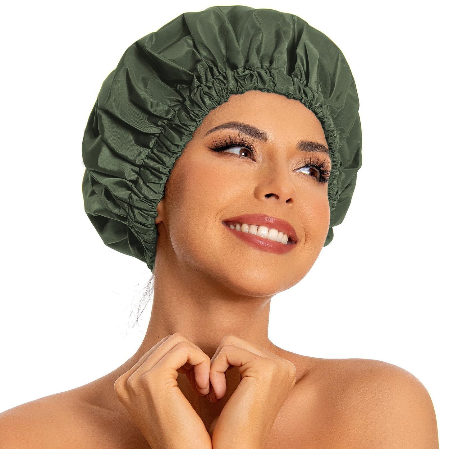 📢49% OFF !!Large Waterproof Reusable Shower Cap, Elastic Washable Bath Cap for Long Curly Hair Spa Travel