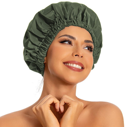 📢49% OFF !!Large Waterproof Reusable Shower Cap, Elastic Washable Bath Cap for Long Curly Hair Spa Travel