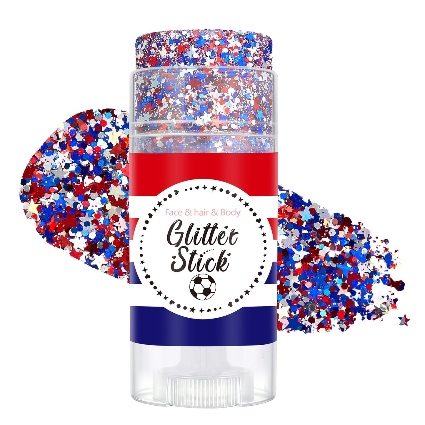 3-in-1 Patriotic Glow😍✨Red, White & Blue Glitter Body Stick