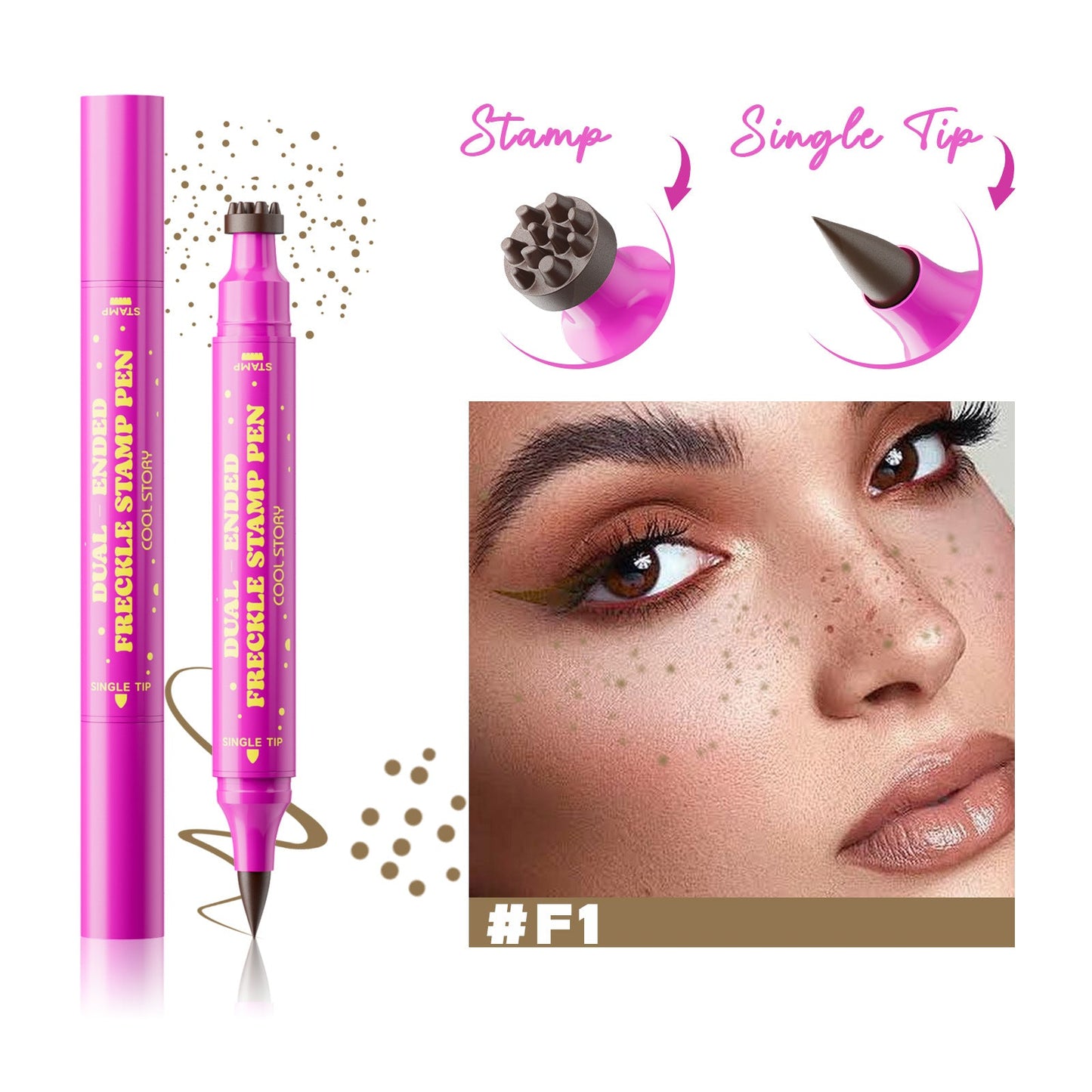 2-in-1 Long-Lasting Waterproof Faux Freckle Stamp & Fine Tip Pen - Natural-looking