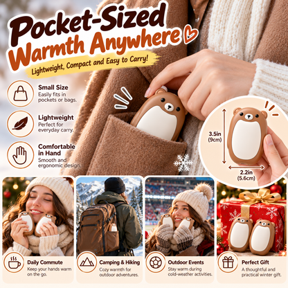 🐻 2-Pack Magnetic Bear Hand Warmers – Rechargeable, 3 Heat Levels & Pocket-Sized