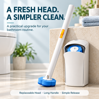 🚽 Toilet Cleaning Wand with Replaceable Heads – Attach, Scrub & Release for Easy Everyday Cleaning