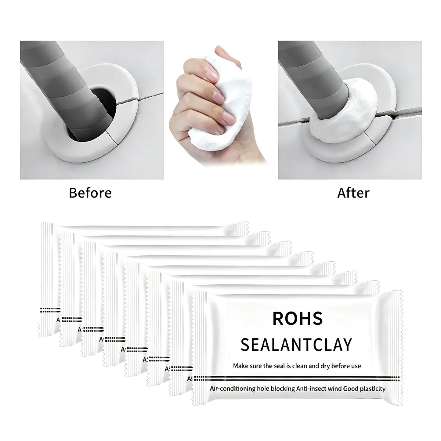 ⚡Hot Sales 49% OFF🔥10/20PCS Moldable Sealant Clay, Self-Curing Waterproof Putty for Holes & Pipe Gaps