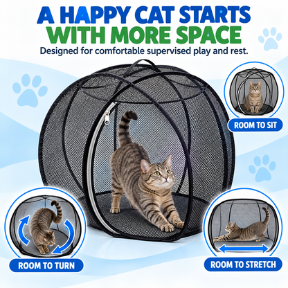 🐱 Pop Up Cat Playpen – Portable Outdoor Cat Enclosure with Breathable Mesh