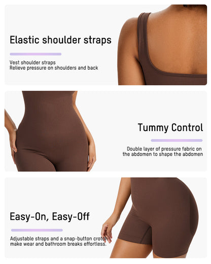 Snap Button Shaping Shorts Bodysuit