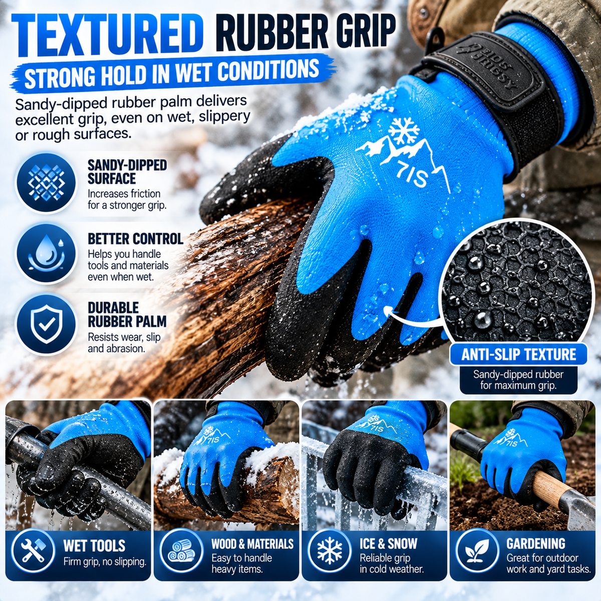 🧤 Waterproof Insulated Winter Work Gloves – Heavy-Duty Grip