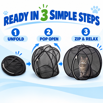 🐱 Pop Up Cat Playpen – Portable Outdoor Cat Enclosure with Breathable Mesh