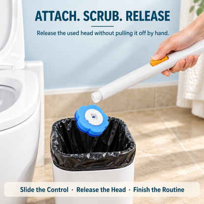 🚽 Toilet Cleaning Wand with Replaceable Heads – Attach, Scrub & Release for Easy Everyday Cleaning